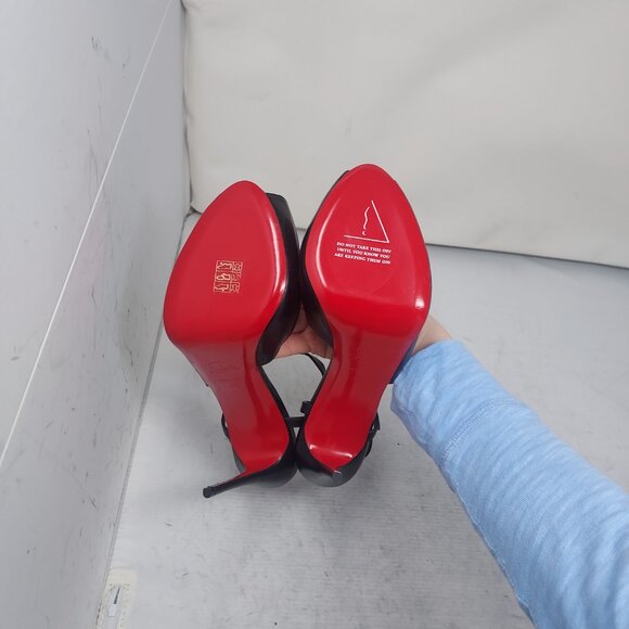 Christian Louboutin Black Jenlove Alta Peep Toe Sandal Heel Shoe - Picture 2 of 12